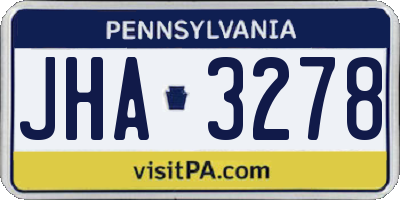 PA license plate JHA3278