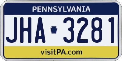 PA license plate JHA3281