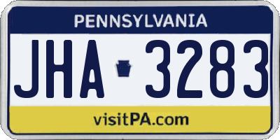 PA license plate JHA3283