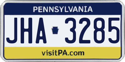 PA license plate JHA3285