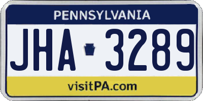 PA license plate JHA3289