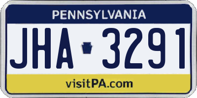 PA license plate JHA3291