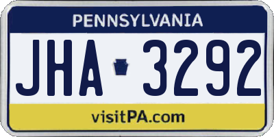 PA license plate JHA3292
