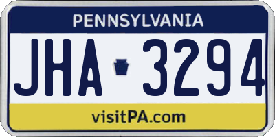 PA license plate JHA3294