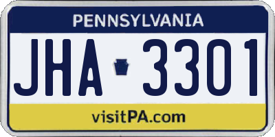 PA license plate JHA3301