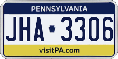 PA license plate JHA3306