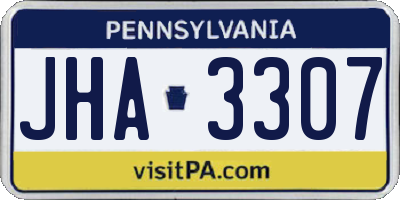 PA license plate JHA3307