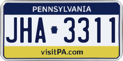 PA license plate JHA3311