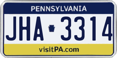 PA license plate JHA3314