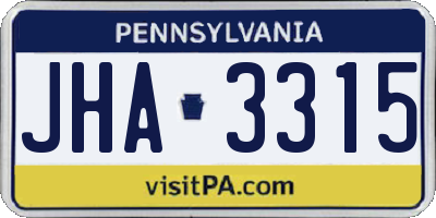 PA license plate JHA3315