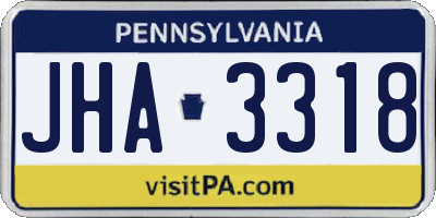 PA license plate JHA3318