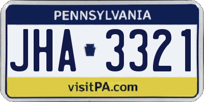 PA license plate JHA3321