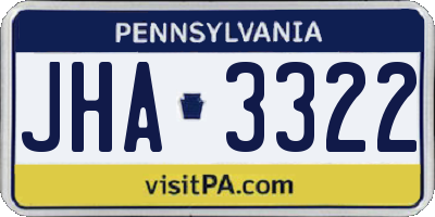 PA license plate JHA3322