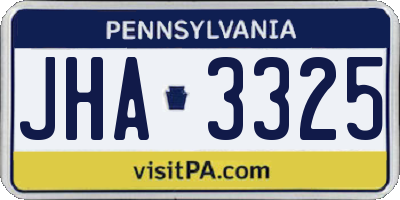 PA license plate JHA3325
