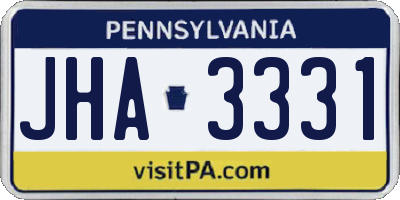 PA license plate JHA3331