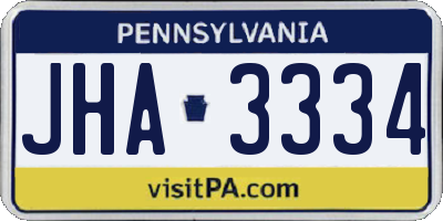 PA license plate JHA3334