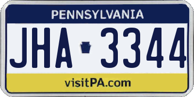 PA license plate JHA3344