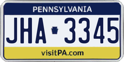 PA license plate JHA3345