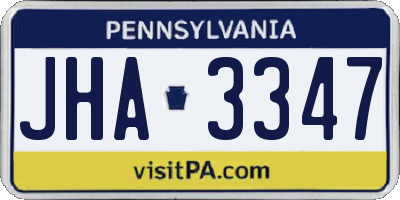 PA license plate JHA3347