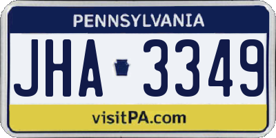 PA license plate JHA3349