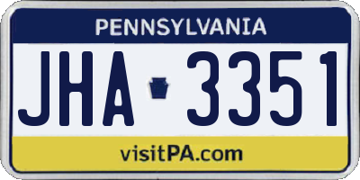 PA license plate JHA3351
