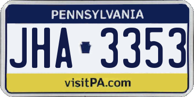PA license plate JHA3353