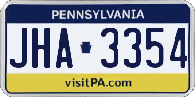 PA license plate JHA3354