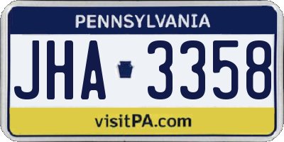 PA license plate JHA3358