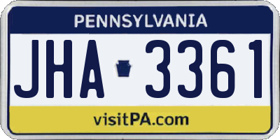 PA license plate JHA3361