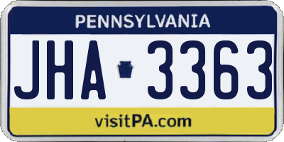 PA license plate JHA3363