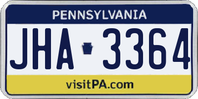 PA license plate JHA3364