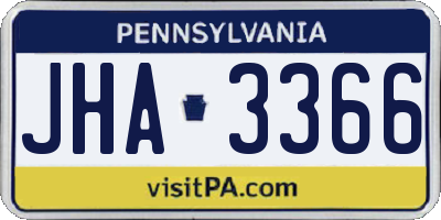 PA license plate JHA3366