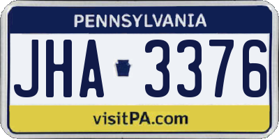 PA license plate JHA3376