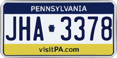 PA license plate JHA3378