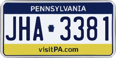 PA license plate JHA3381