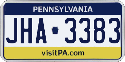 PA license plate JHA3383