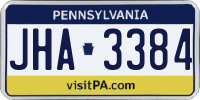 PA license plate JHA3384