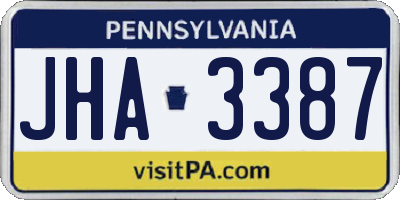 PA license plate JHA3387