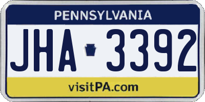 PA license plate JHA3392