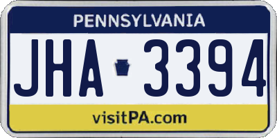 PA license plate JHA3394