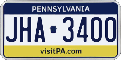 PA license plate JHA3400