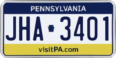 PA license plate JHA3401