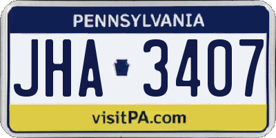 PA license plate JHA3407