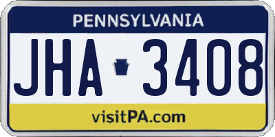 PA license plate JHA3408