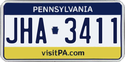 PA license plate JHA3411