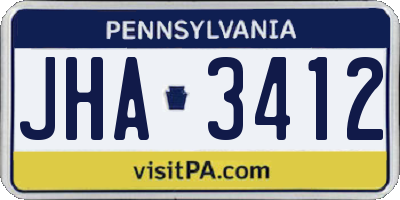 PA license plate JHA3412