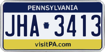 PA license plate JHA3413