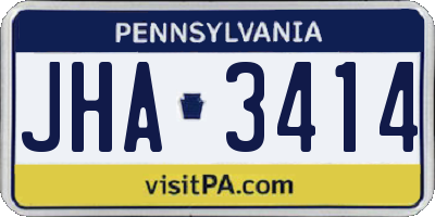 PA license plate JHA3414