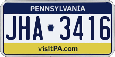 PA license plate JHA3416