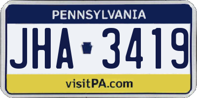PA license plate JHA3419